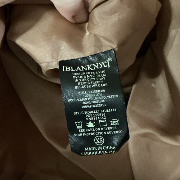 BLANKNYC Tan Oversized Quilted Longline Puffer Coat Snap Front Pockets XS - Picture 4 of 11